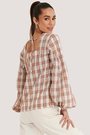 Pink/White Structure Check Blouse