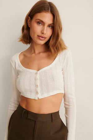 White Structure Cropped Cardigan