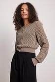 Taupe Structure Knitted Cardigan