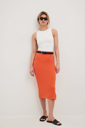 Coral Structure Midi Skirt