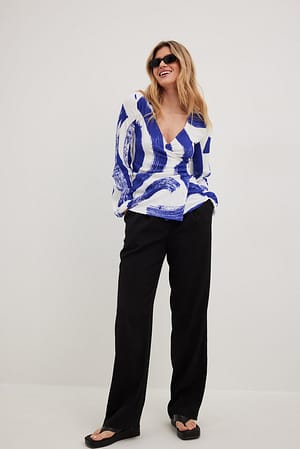 Abstract Print Structure Wrap Top