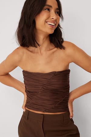 Brown Structured Bandeau Top