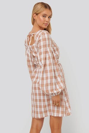 Pink/White Structured Check Dress