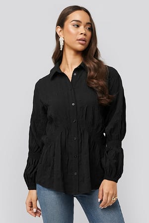Black Structured Collar Blouse