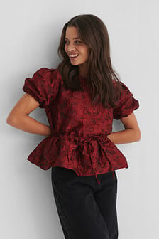 Structured Drawstring Top Red | na-kd.com