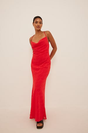 Red Structured Maxi Dress