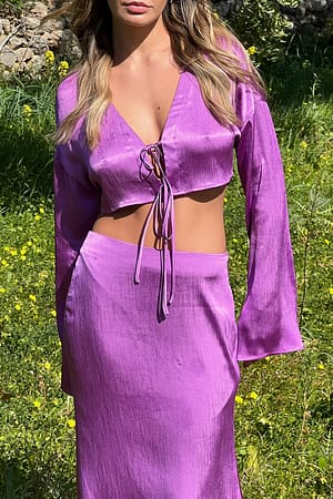 Purple NA-KD Trend Structured Maxi Satin Skirt