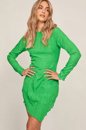 Green Strukturerad miniklänning