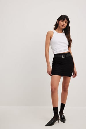 Black Structured Mini Skirt