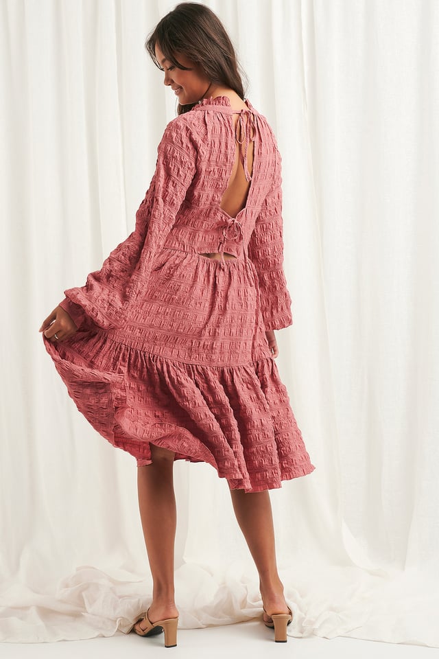Structured Open Back Dress Dark Dusty Pink
