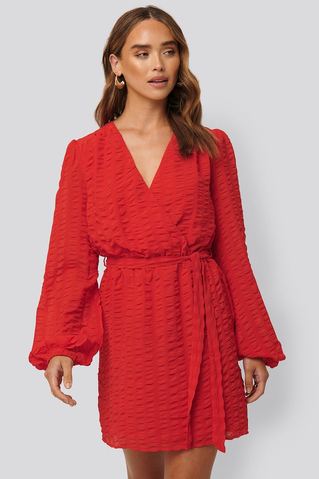 Structured Overlap Mini Dress Red