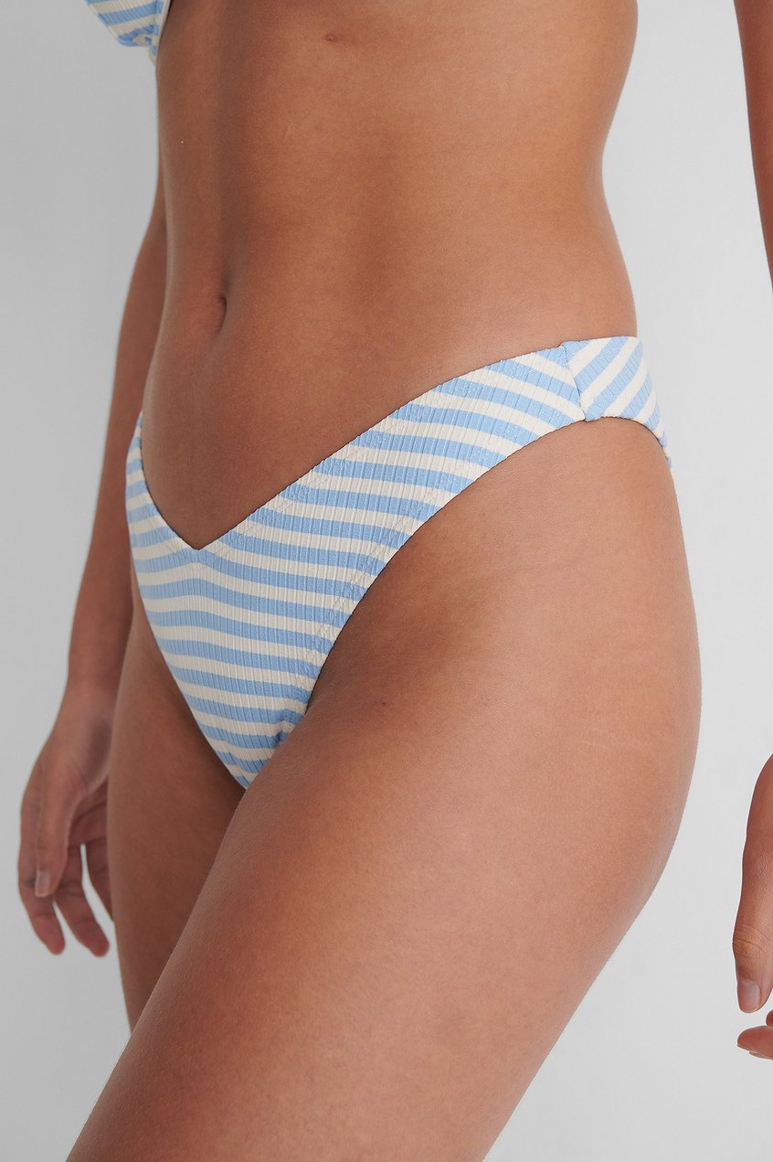 Schwimm & Strandbekleidung Bikini Unterteile | Strukturiertes Pop-Bikini-Höschen V-Schnitt - JZ55759