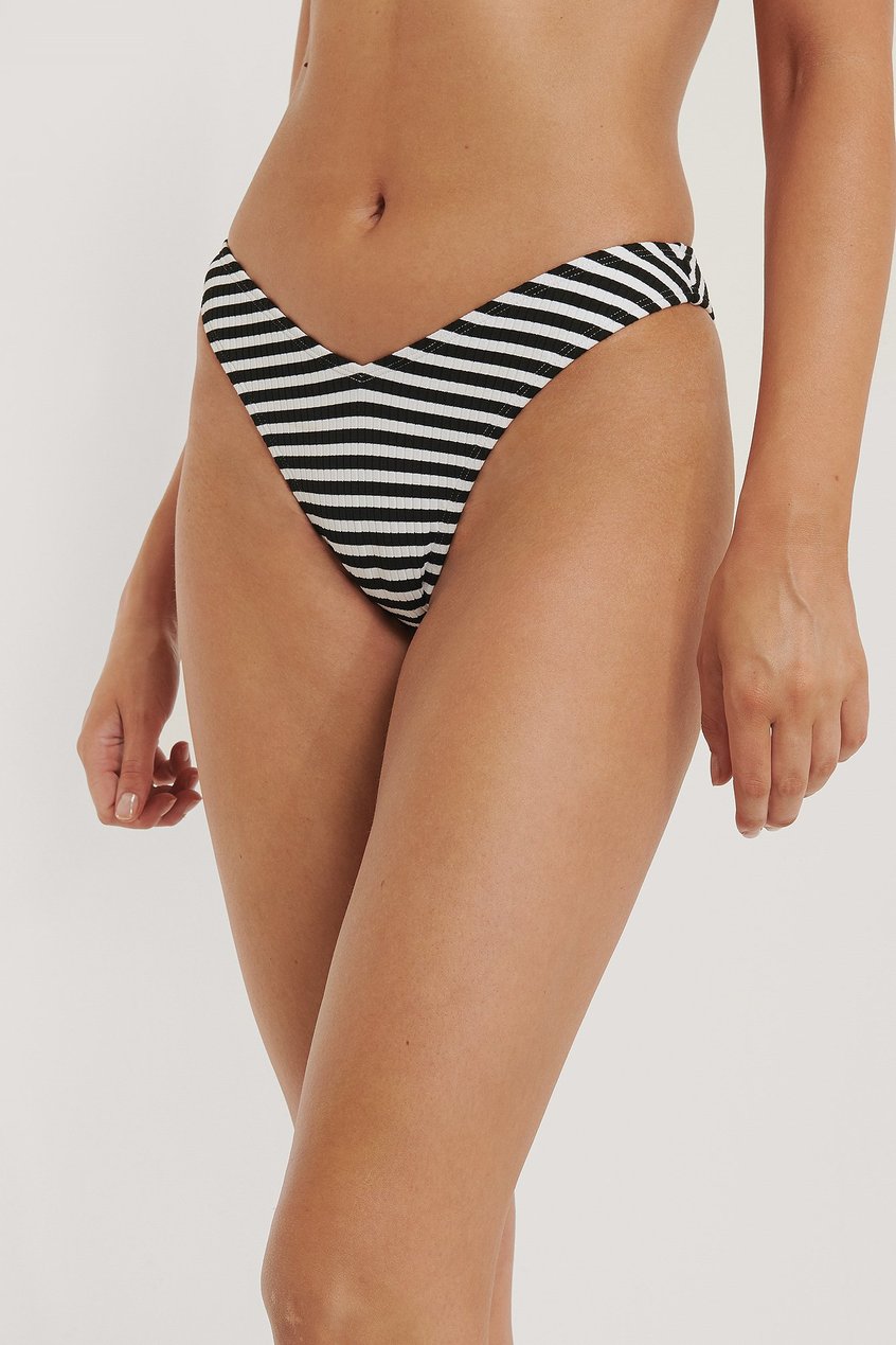 Schwimm & Strandbekleidung Bikini Unterteile | Strukturiertes Pop-Bikini-Höschen V-Schnitt - VM35888