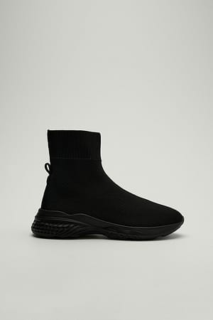 Black Gestructureerde sneakers met sok