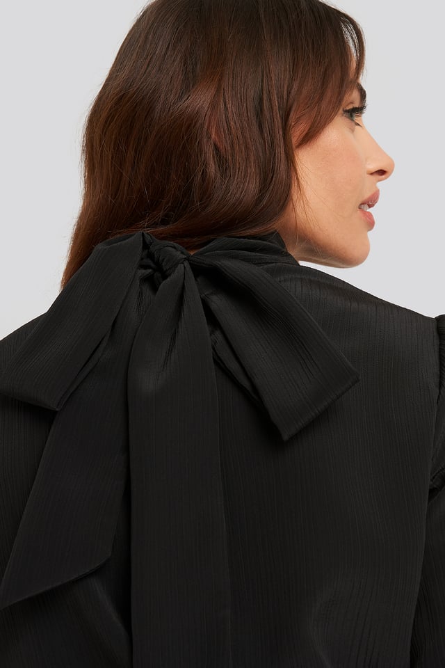 Structured Tie Back Blouse Black