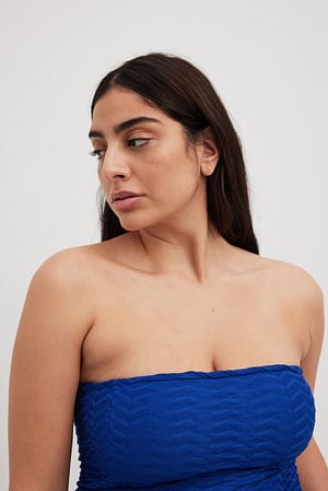 Blue Structured Tube Top