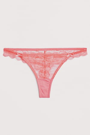 Sugar Bow Lace Thong Pink | NA-KD