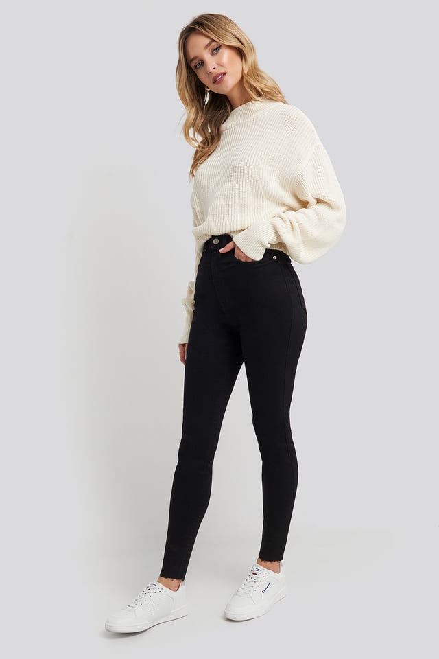 Super High Waist Skinny Jeans Black