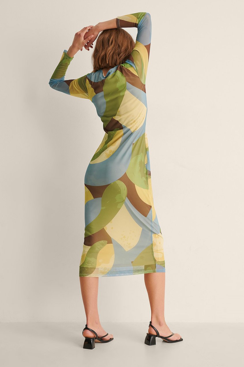 Robes Robes Manches Longues | Robe en maille à imprimé spirale recyclée - UH17163