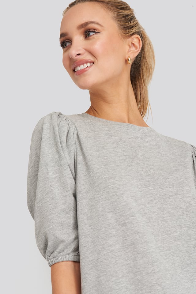 T-shirt Puff Sleeve Dress Grey Melange