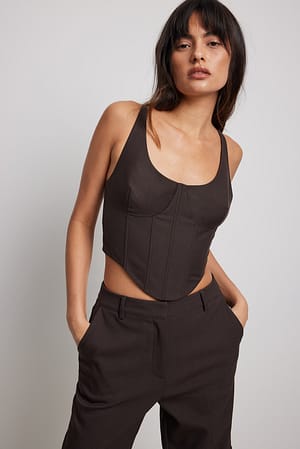 Tailored Corset Top Brown