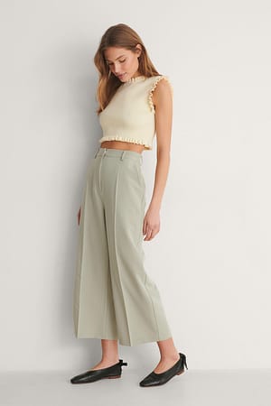 Grey Recycled Tailored Culotte Pants
