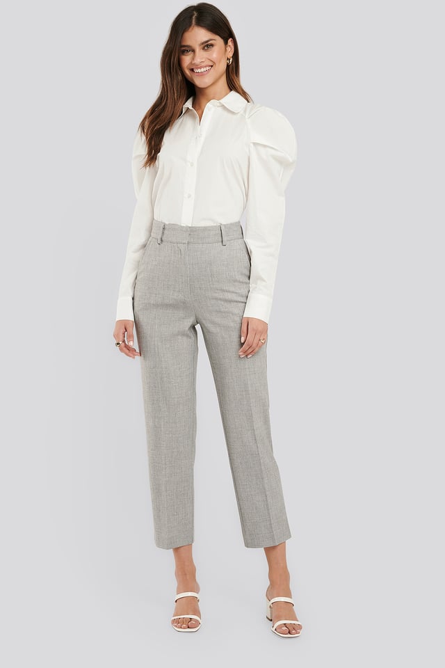 Tailored Fitted Suit Pants Grey