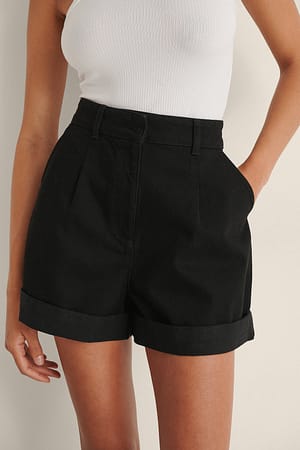Tailored Flared Denim Shorts Black | NA-KD