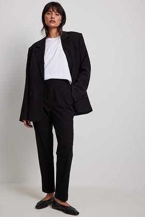 Black Tapered Suit Pants