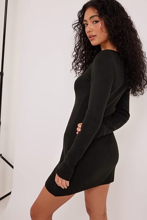Slit Detailed Mini Dress Black | NA-KD