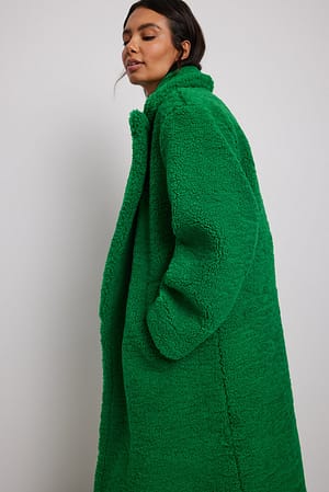 Green Pluszowy płaszcz