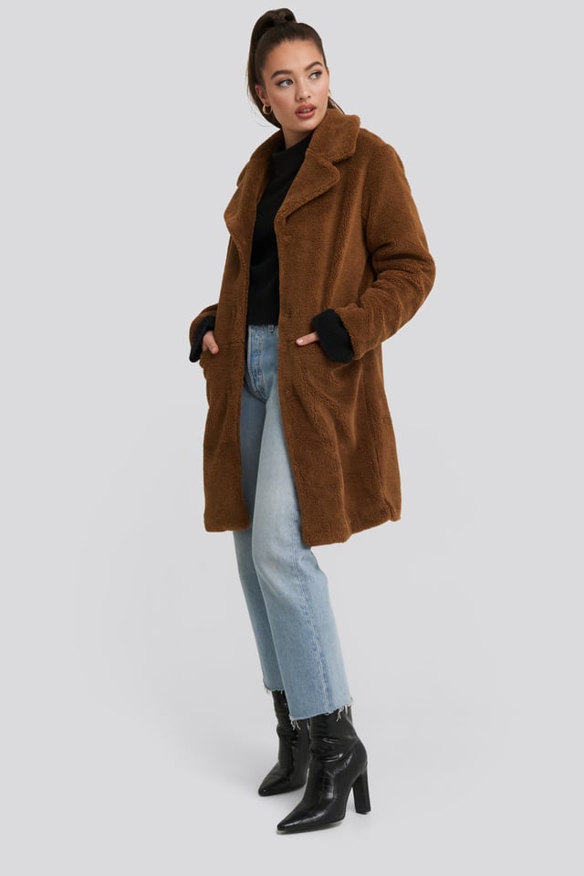 Teddy Midi Coat Brown