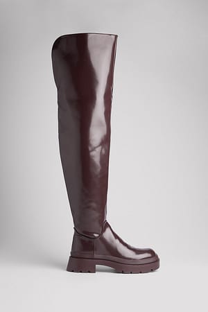 Brown Kraftige boots med tykk hæl