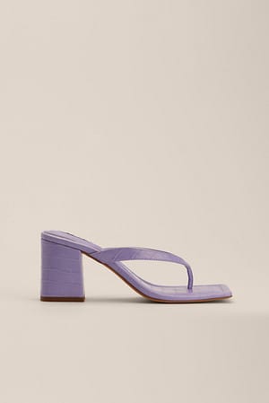 Lilac Thong Strap Block Heels