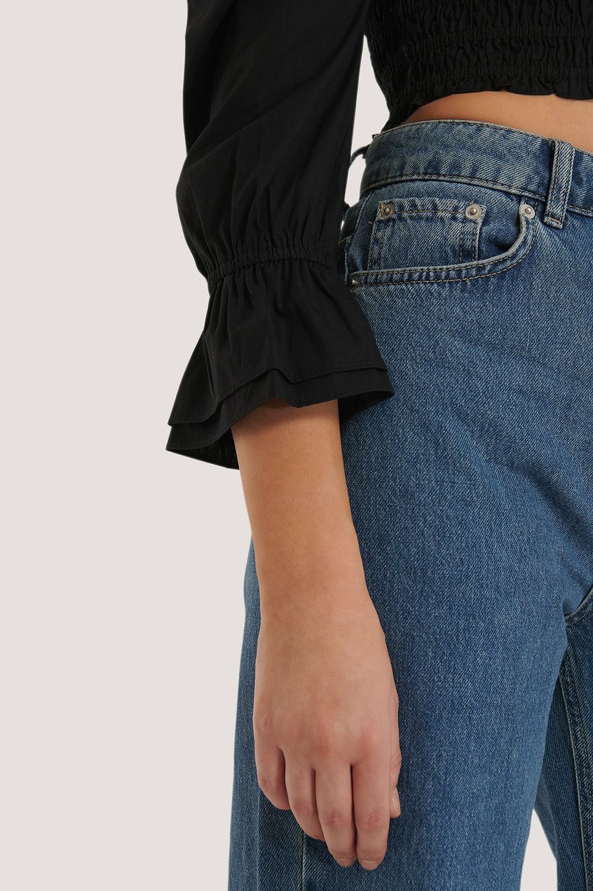 Hemden & Blusen Schleifblusen | Organische Bluse mit eckigem Kragen und Schnürung hinten - JT43726