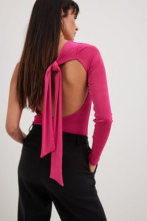 Pink Bodystocking med binding på ryggen