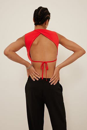 Red Tie Back Cropped Top