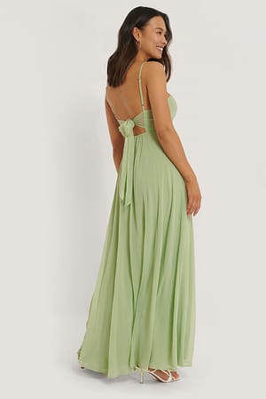 Green Maxi-jurk met strik aan de achterkant