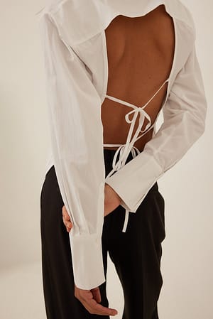 White NA-KD Trend Tie Back Detail Shirt