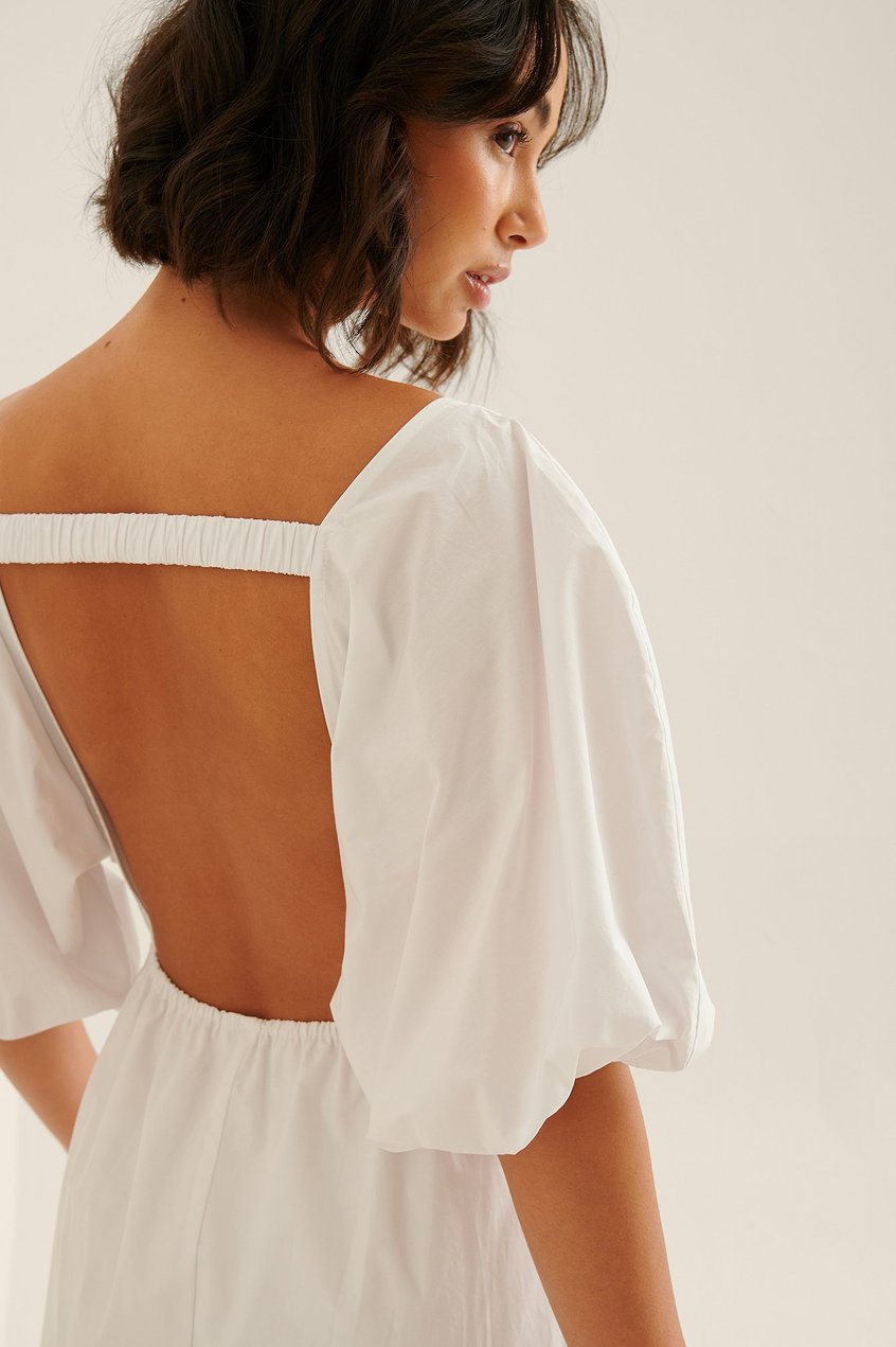 Vestidos Puff Sleeve Dresses | Organic Tie Front Cotton Maxi Dress - HW44462