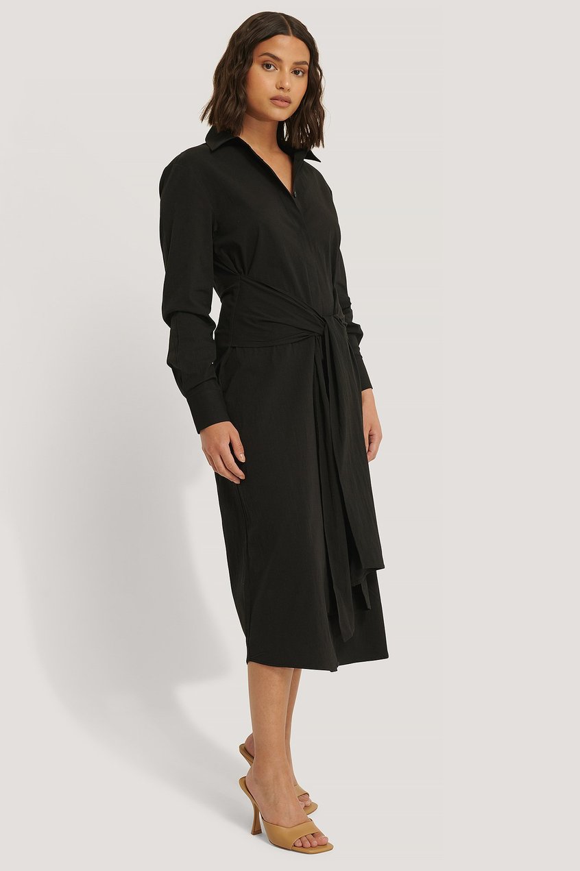 Robes Robes mi-longues | Tie Front Shirt Dress - EJ87280