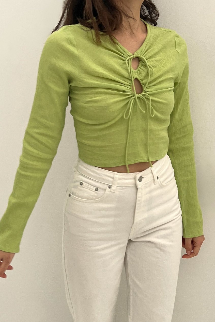 Hemden & Blusen Schleifblusen | Baumwollbluse mit Schnürung vorne - BI49603