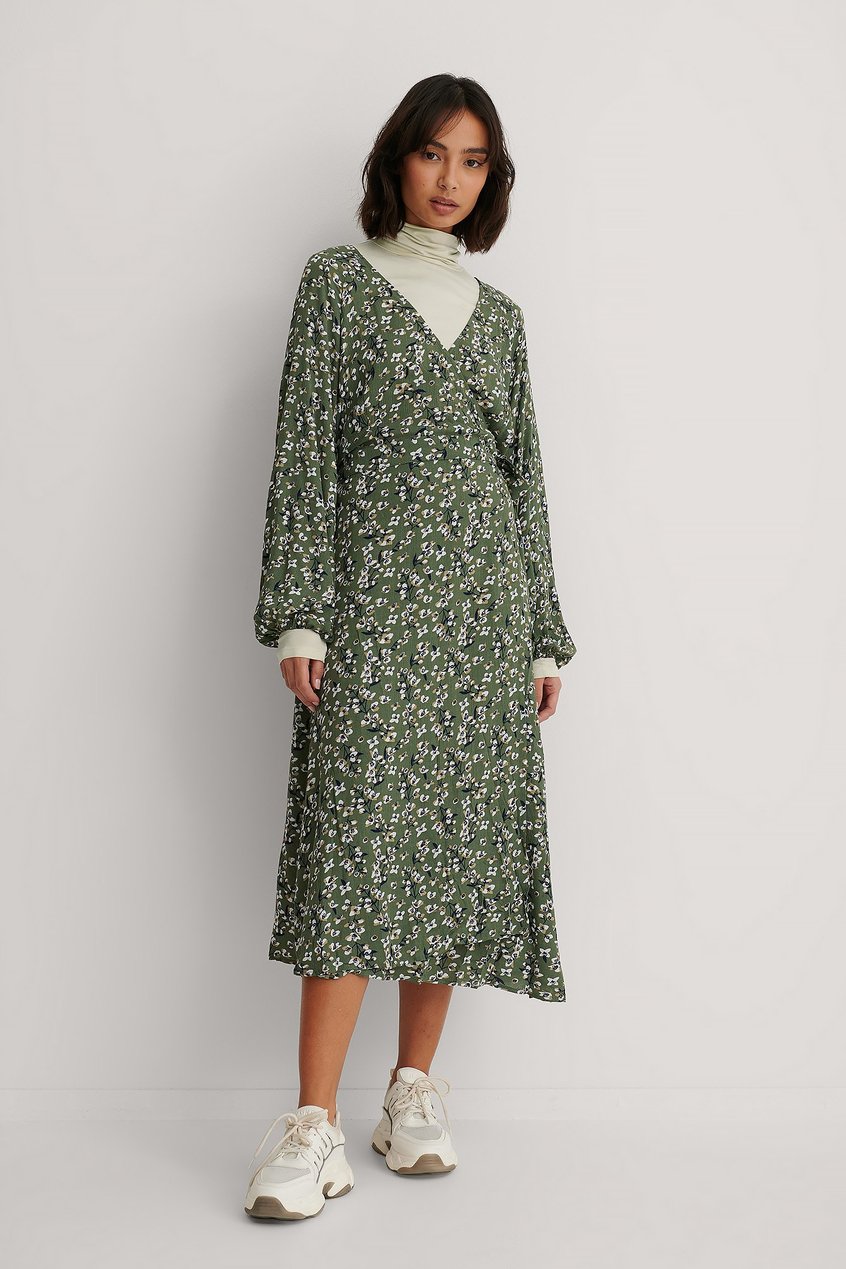 Robes Robe Portefeuille | Robe Midi Avec Design Chevauchant - TI46909