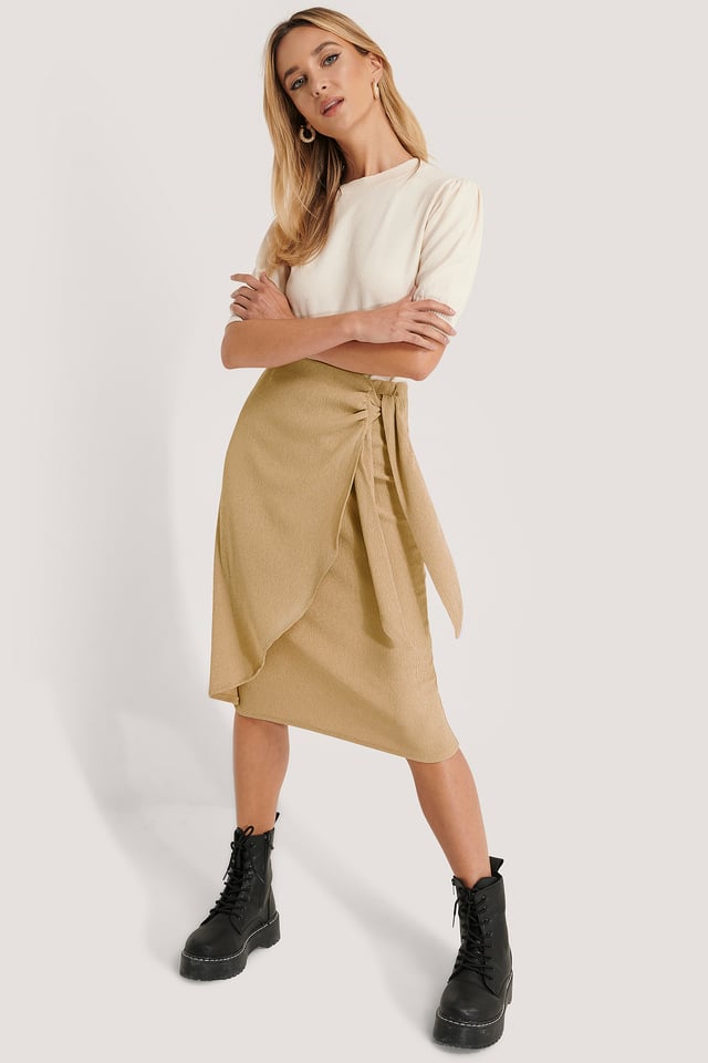 Vyötärölle Sidottava Hame Beige