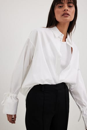 Tied Sleeve Shirt White | NA-KD