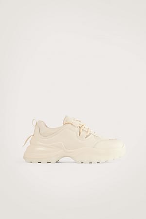 Beige/Nude Tone in Tone Lacing Trainers