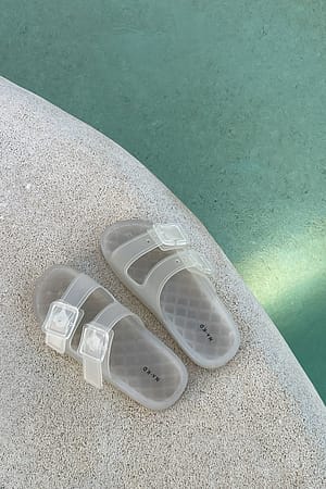 Transparent Transparent Buckle Slippers