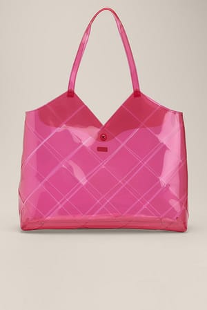 Pink Transparent Woven Tote