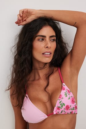 Rose Print Triangle Bikini Top