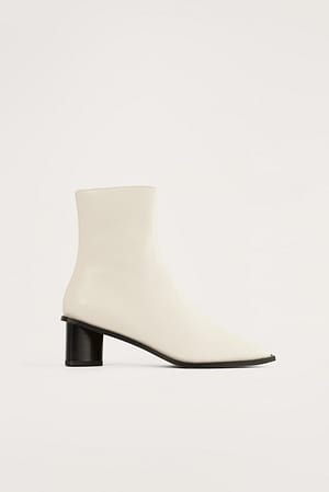 White Triangle Heel Boots